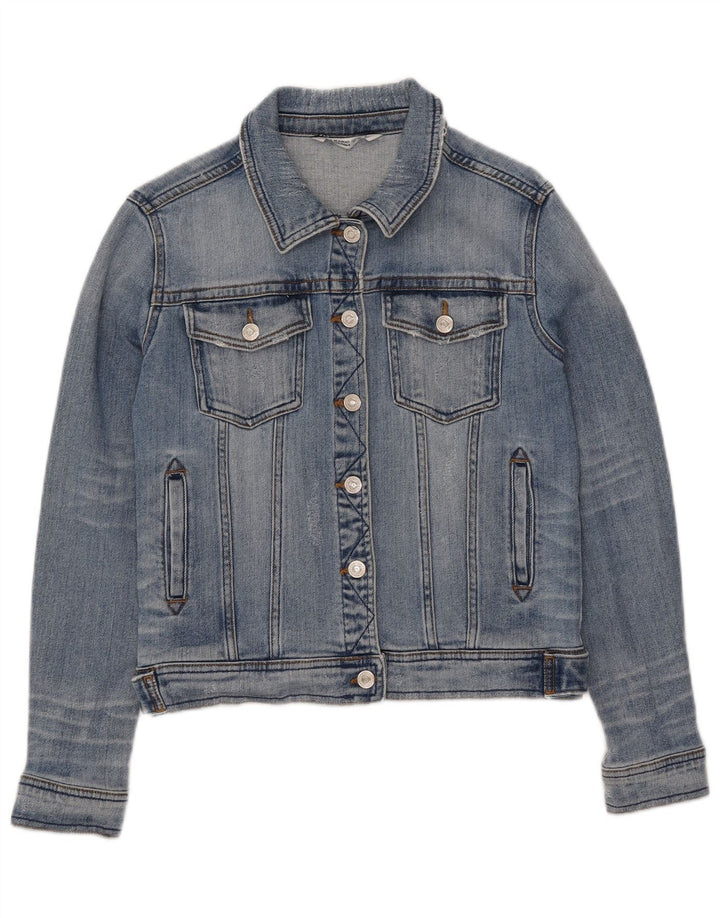 Jaqueta jeans feminina Zara UK 12 algodão azul médio