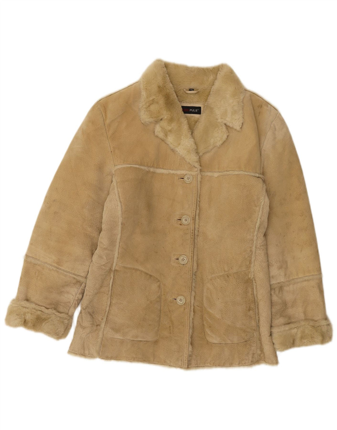 Jaqueta feminina SAKI Shearling EU 40 médio bege