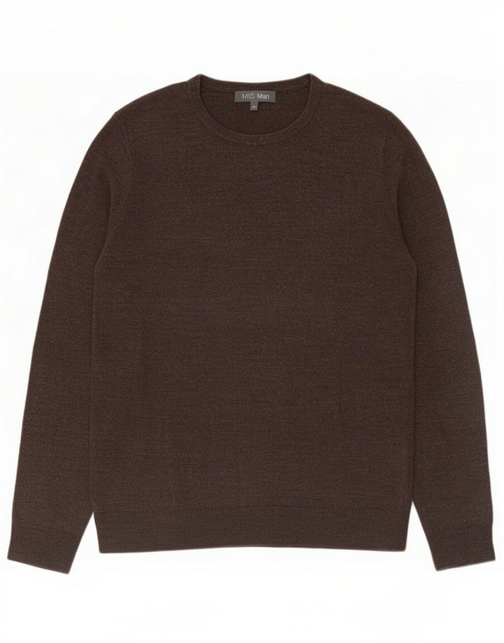 Suéter masculino Marks & Spencer com gola redonda e acrílico marrom médio