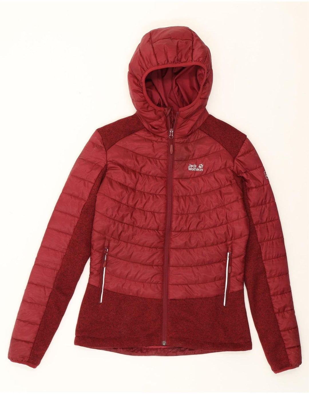 Jaqueta acolchoada feminina JACK WOLFSKIN UK 8/10 pequena cor Borgonha