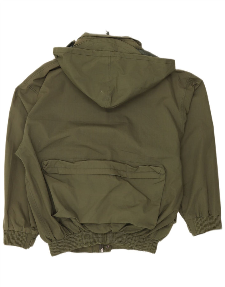 Jaqueta utilitária masculina VINTAGE com capuz UK 38 poliéster cáqui médio