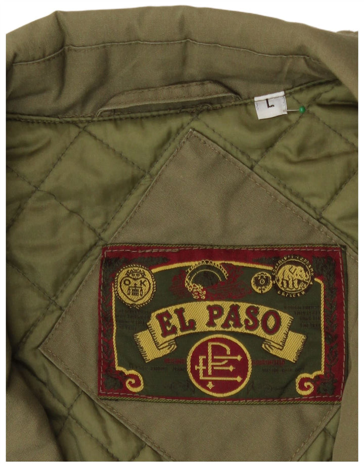 Jaqueta bomber masculina El Paso Reino Unido 40 poliéster cáqui grande
