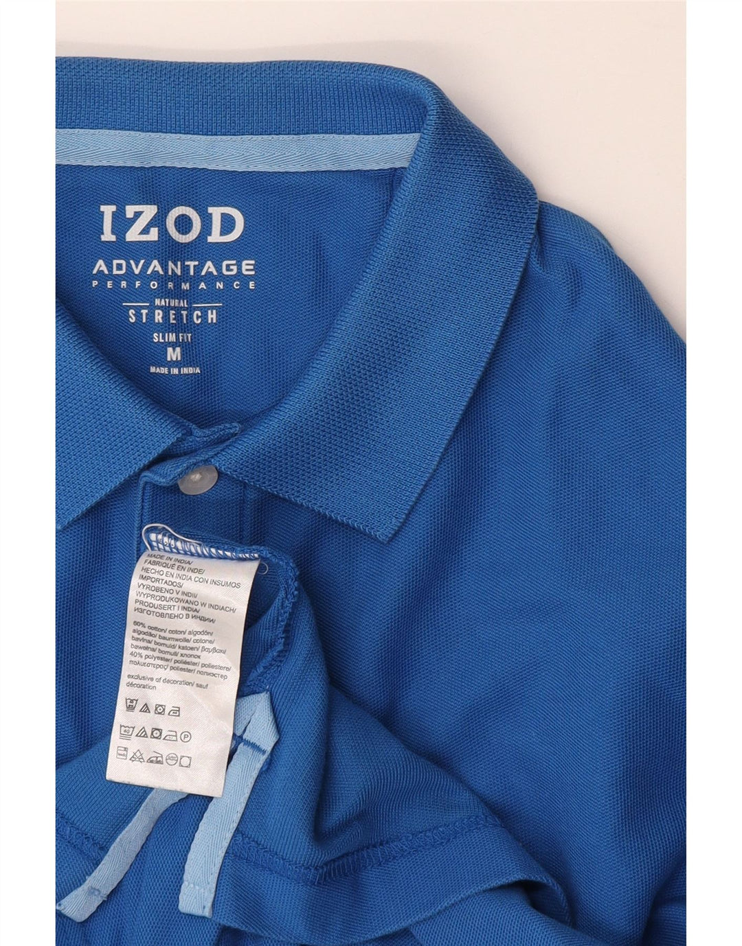 Camisa polo masculina Izod Slim Fit algodão azul médio