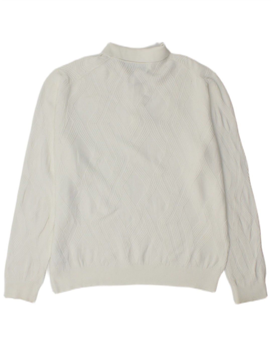 Suéter masculino Marks & Spencer Autograph Polo com gola grande de algodão branco