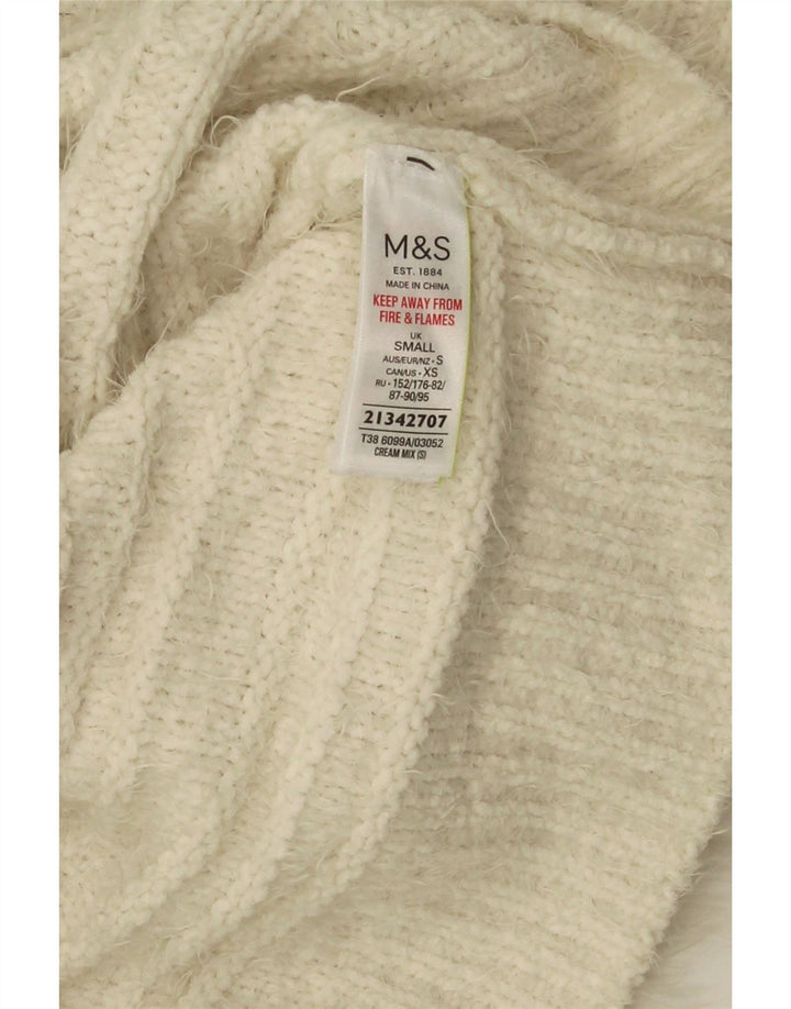 Suéter feminino Marks & Spencer com gola tartaruga Reino Unido 10 pequeno off white