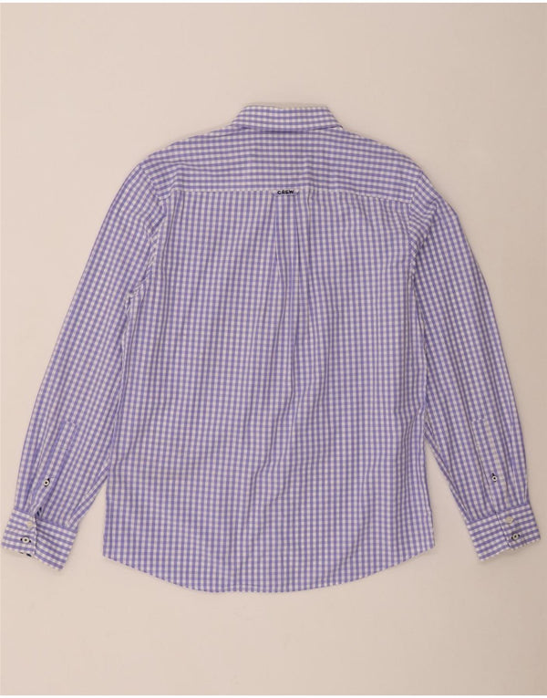 Crew Clothing Camisa masculina clássica de ajuste grande algodão guingão roxo