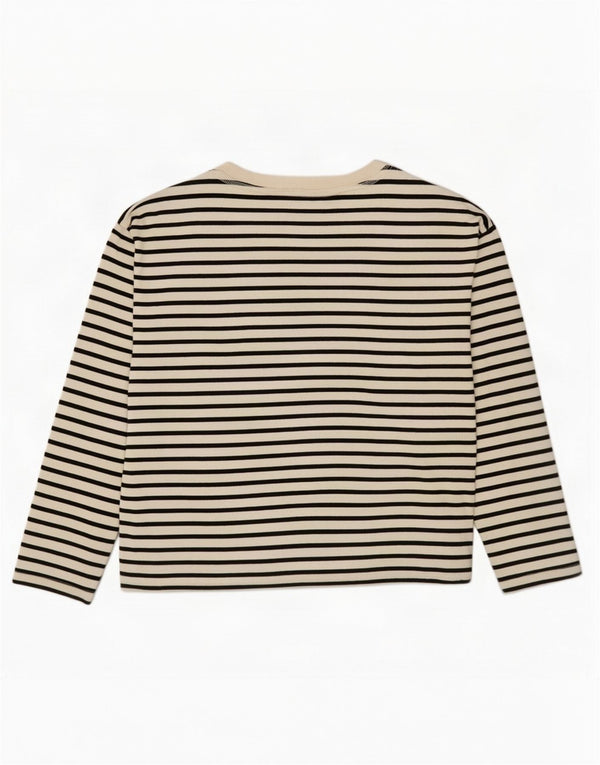 Top feminino Zara manga comprida UK 18 XL branco listrado
