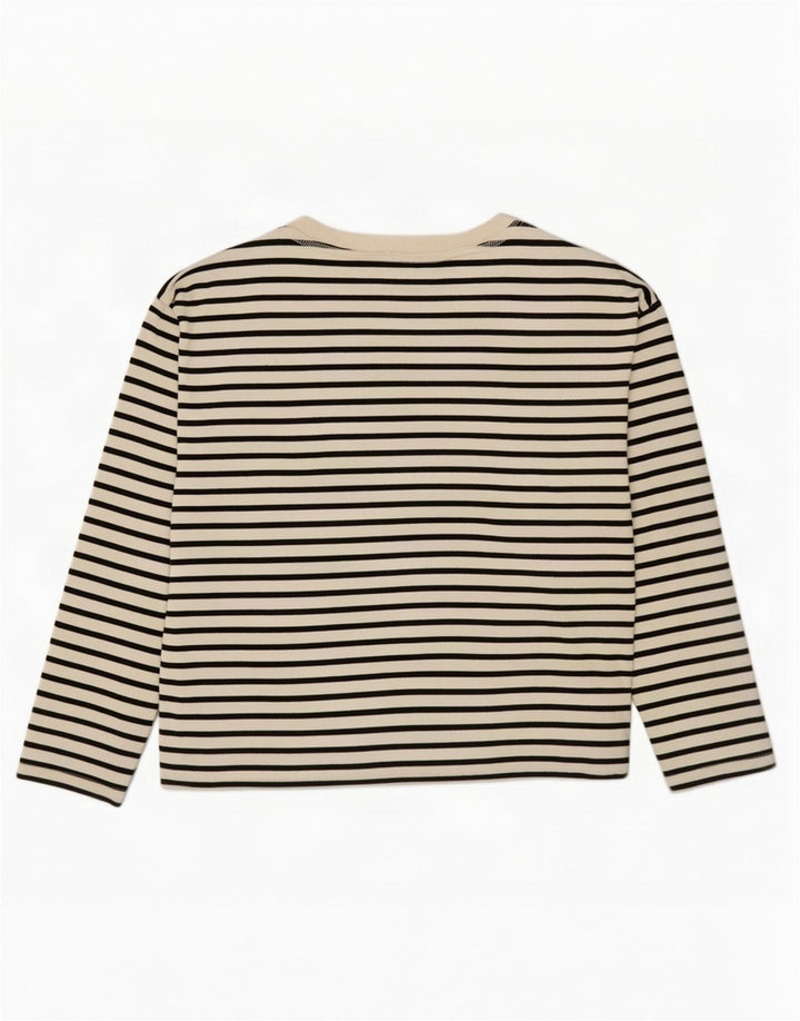 Top feminino Zara manga comprida UK 18 XL branco listrado