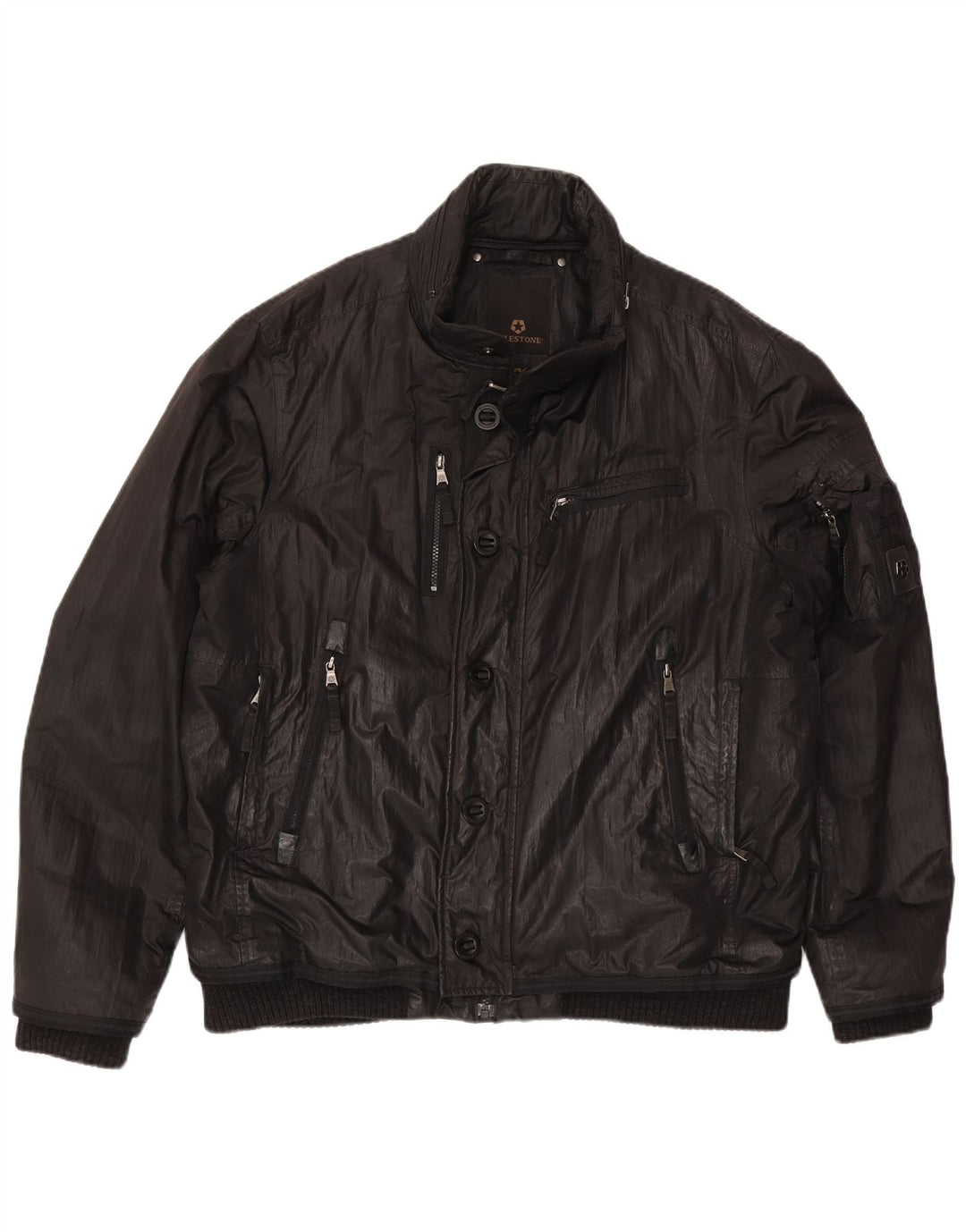 Jaqueta bomber masculina Milestone com capuz UK 44 2XL poliéster preto