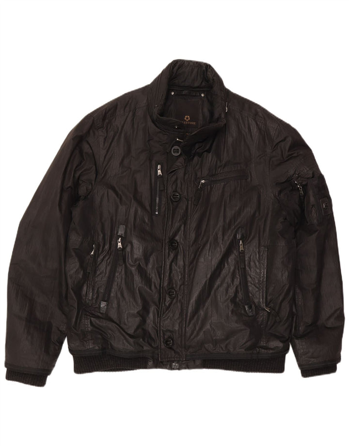 Jaqueta bomber masculina Milestone com capuz UK 44 2XL poliéster preto