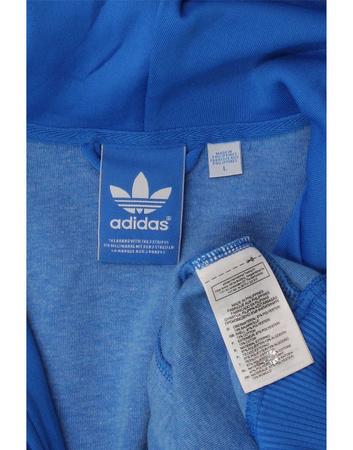 Suéter Adidas masculino com capuz e zíper grande azul poliéster