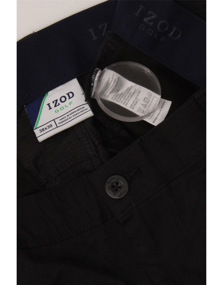 Calça casual reta masculina Izod W38 L26 poliéster preto