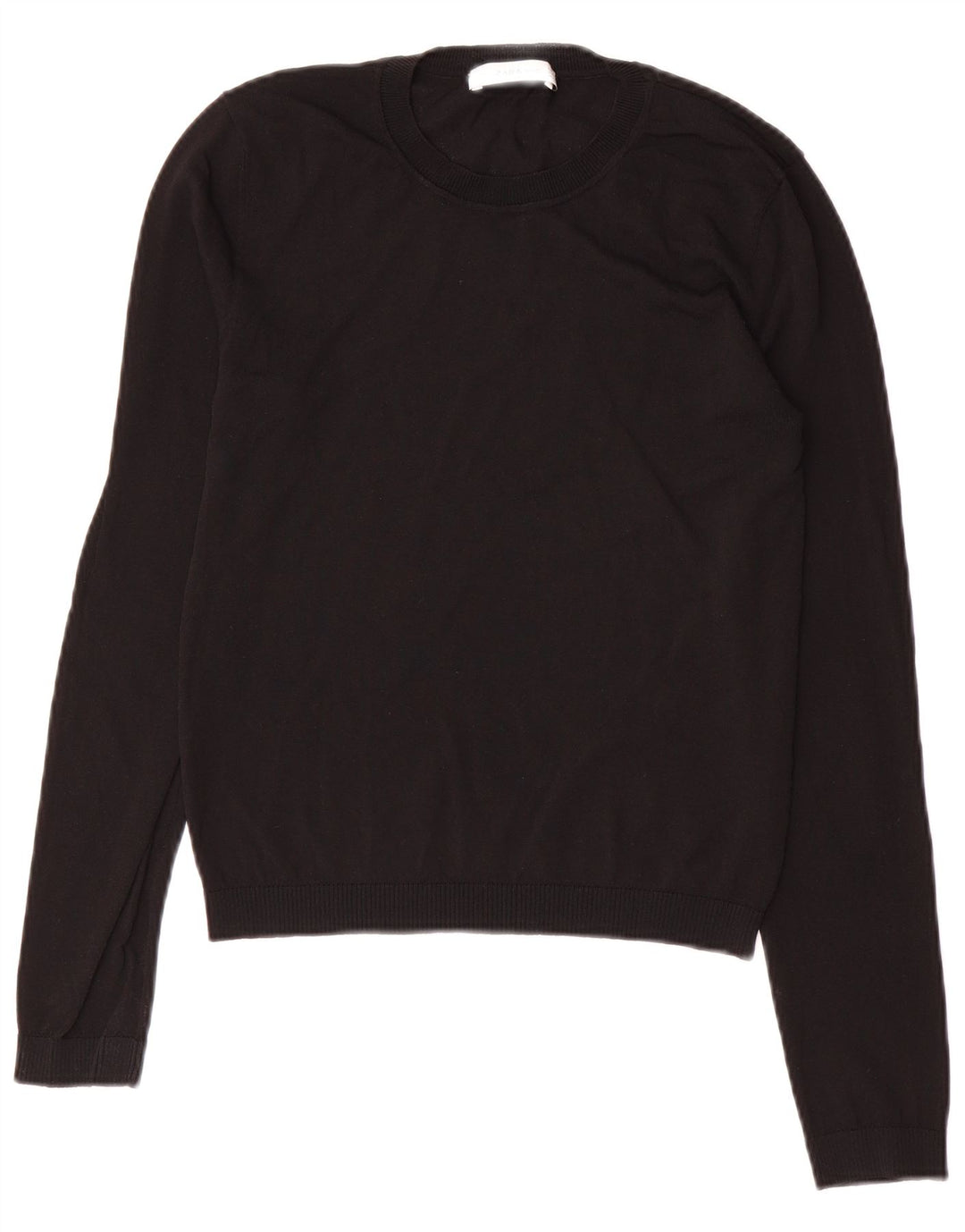 Zara Suéter feminino com gola redonda e gola redonda, preto pequeno, 10