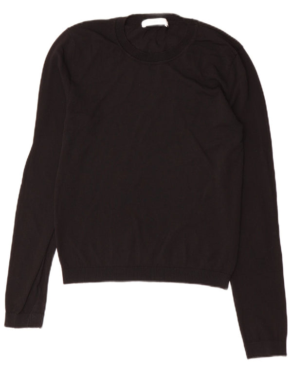 Zara Suéter feminino com gola redonda e gola redonda, preto pequeno, 10
