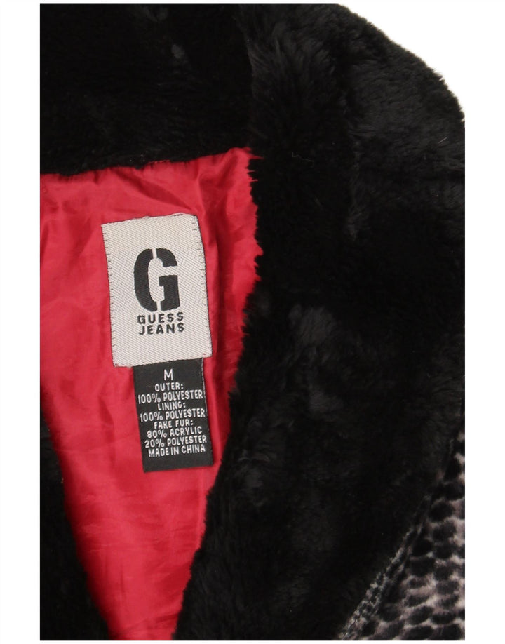 Jaqueta feminina de pele sintética Guess UK 14 poliéster cinza médio com estampa animal