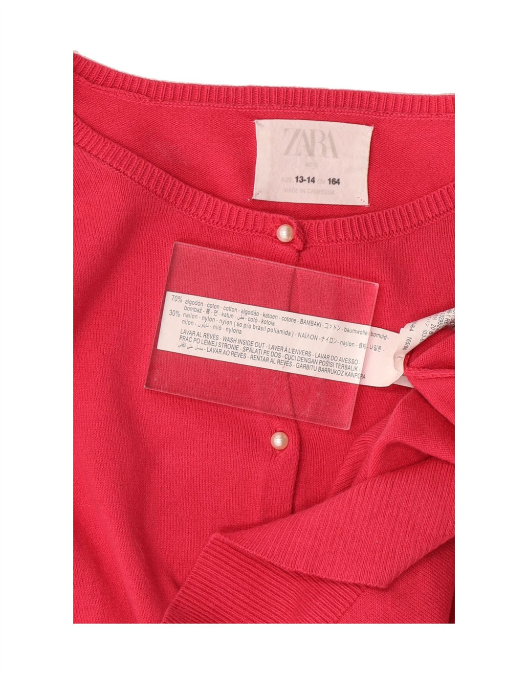 ZARA Girls Cardigan Sweater 13-14 Years Pink Cotton Vintage Zara and Second-Hand Zara from Messina Hembry 