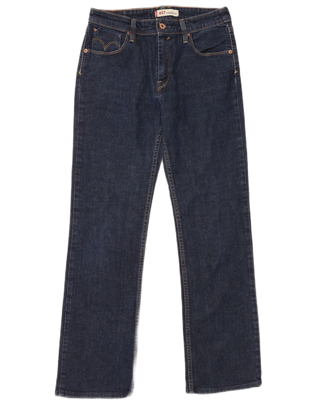 Calça jeans feminina Levi's 627 Straight W30 L29 azul algodão