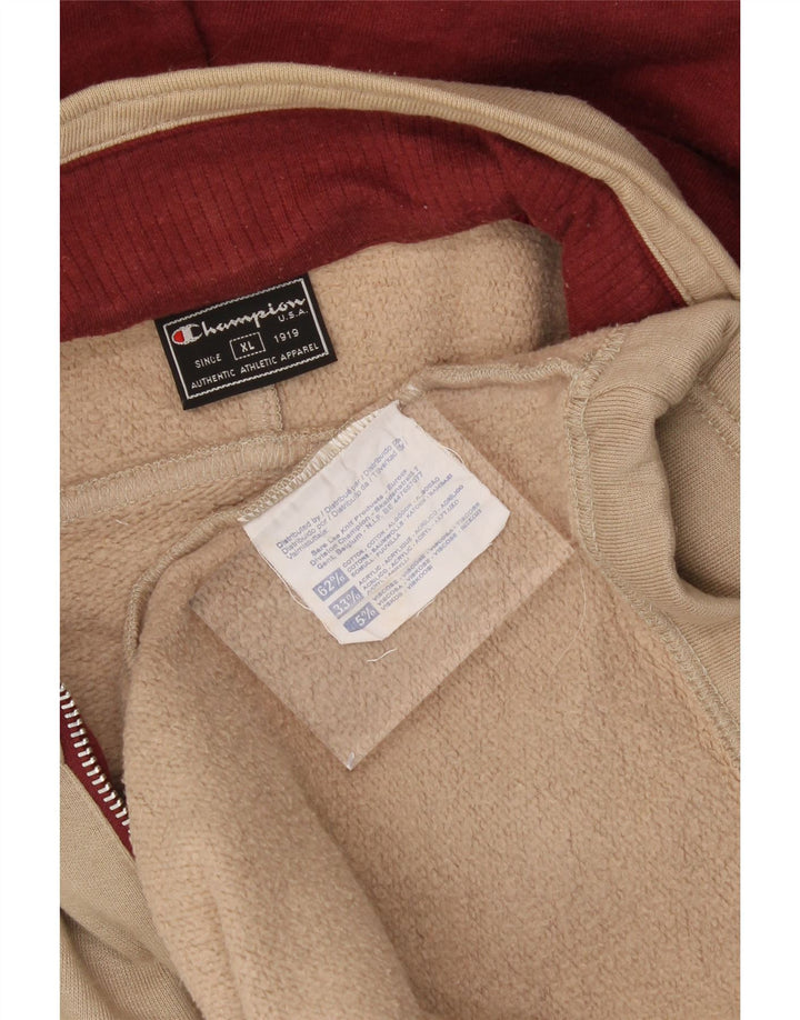 CHAMPION Mens Hooded Tracksuit Top Jacket XL Beige Cotton Vintage Champion and Second-Hand Champion from Messina Hembry 