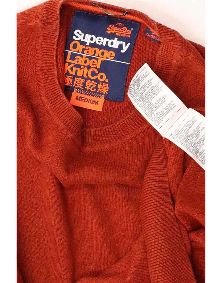 Suéter masculino Superdry com gola redonda e algodão laranja médio