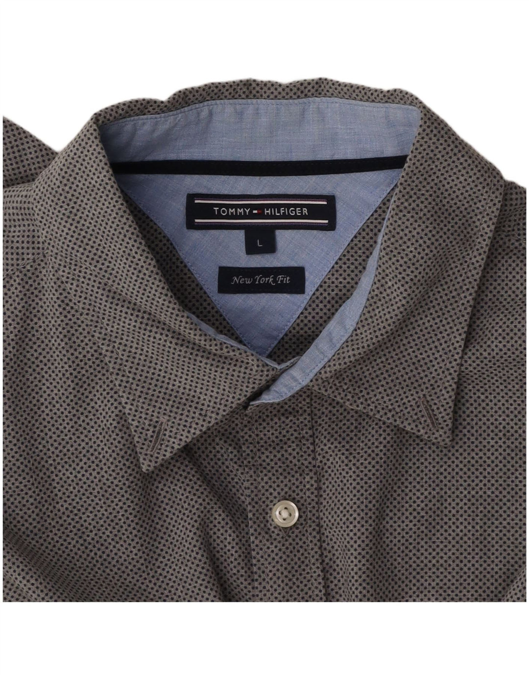 Camisa masculina TOMMY HILFIGER New York Fit grande cinza manchada