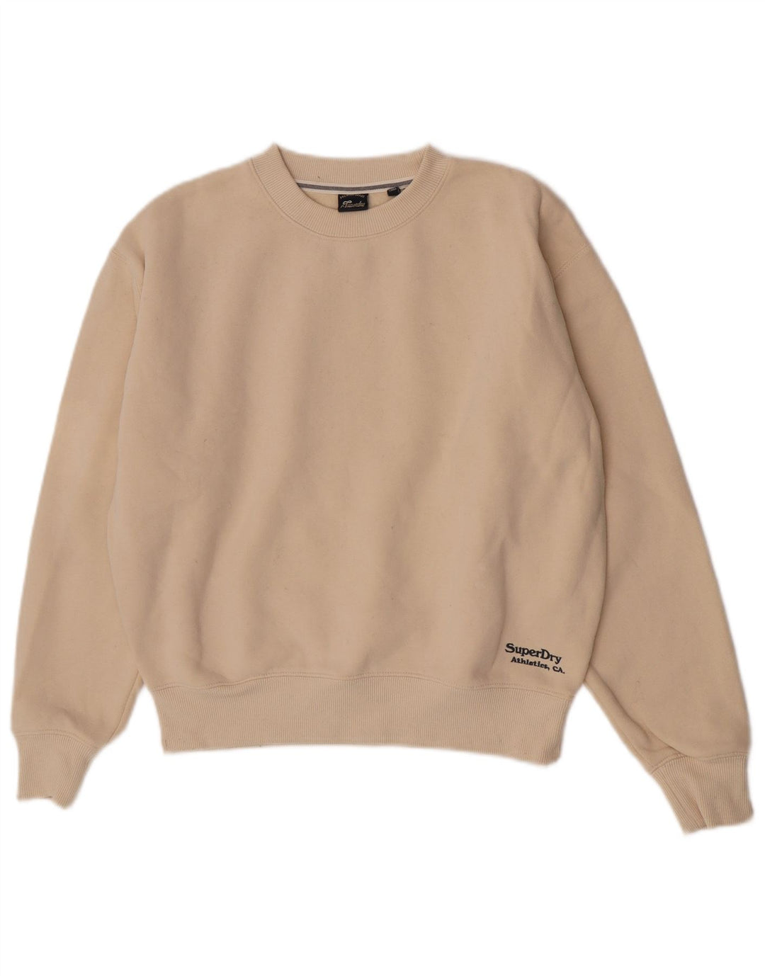 Superdry Womens Oversized Sweatshirt Jumper UK 8 Pequeno Algodão Bege