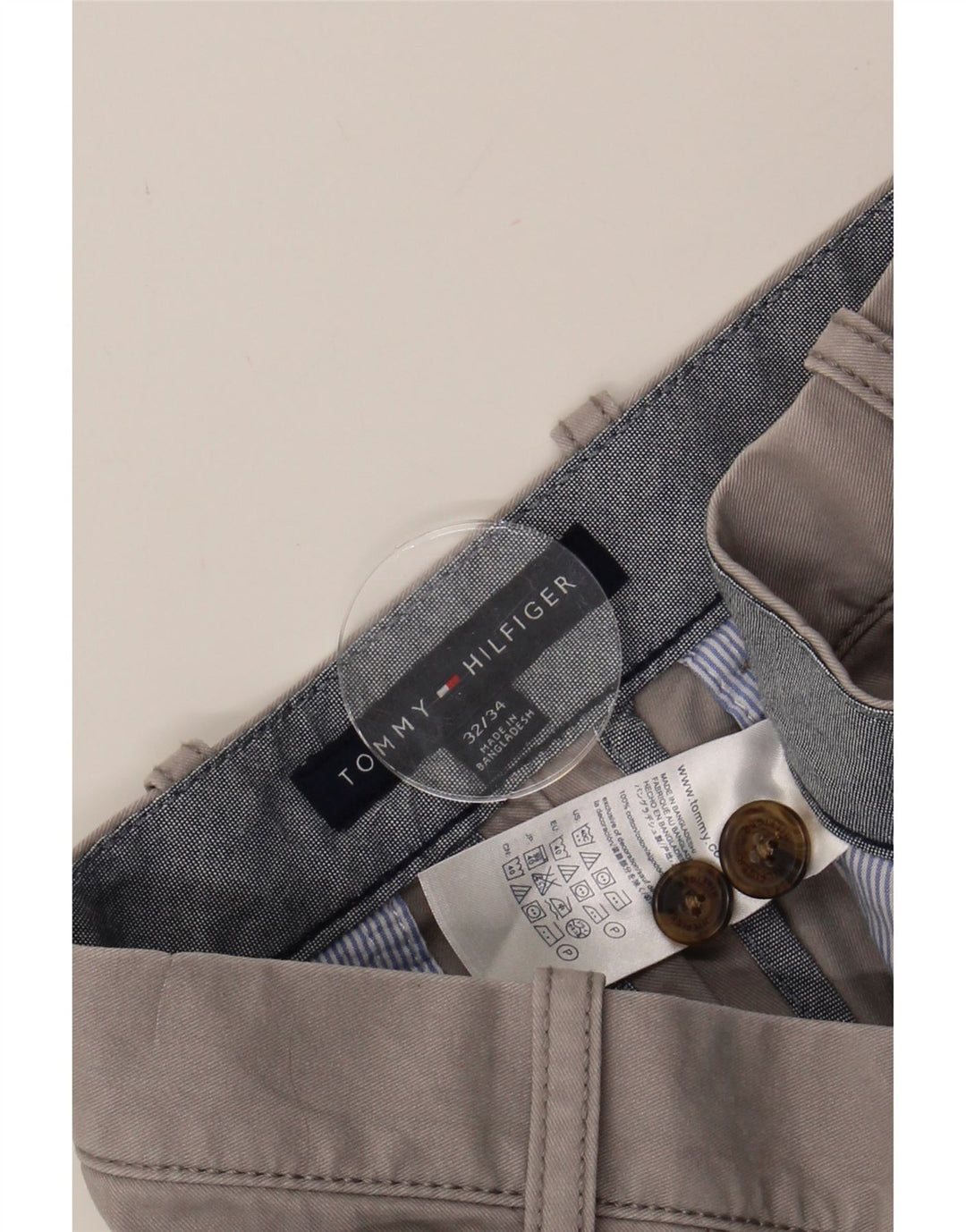 TOMMY HILFIGER Mens Straight Chino Trousers W32 L34 Grey Cotton Vintage Tommy Hilfiger and Second-Hand Tommy Hilfiger from Messina Hembry 