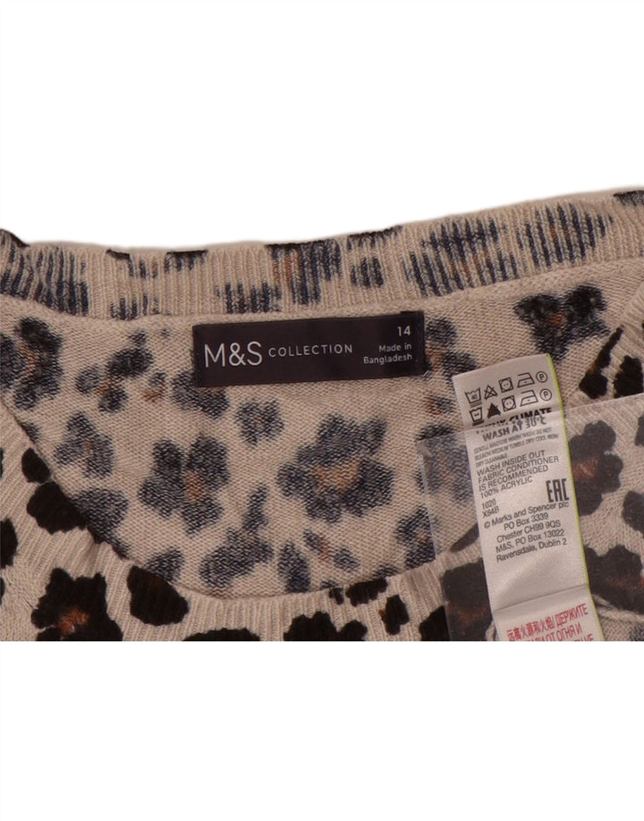 Suéter feminino Marks & Spencer com gola redonda Reino Unido 14 marrom médio
