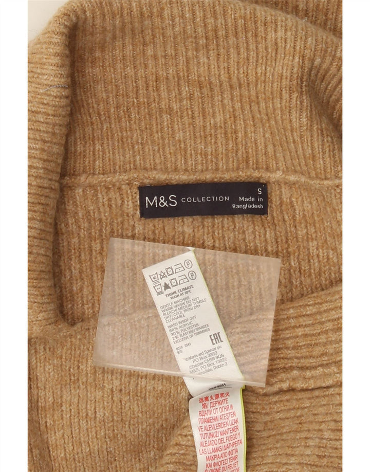 Marks & Spencer Suéter feminino Longline Open Cardigan Reino Unido 10 Pequeno Marrom