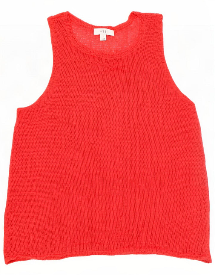 Marks & Spencer Womens Vest Top UK 10 Pequeno Acrílico Vermelho