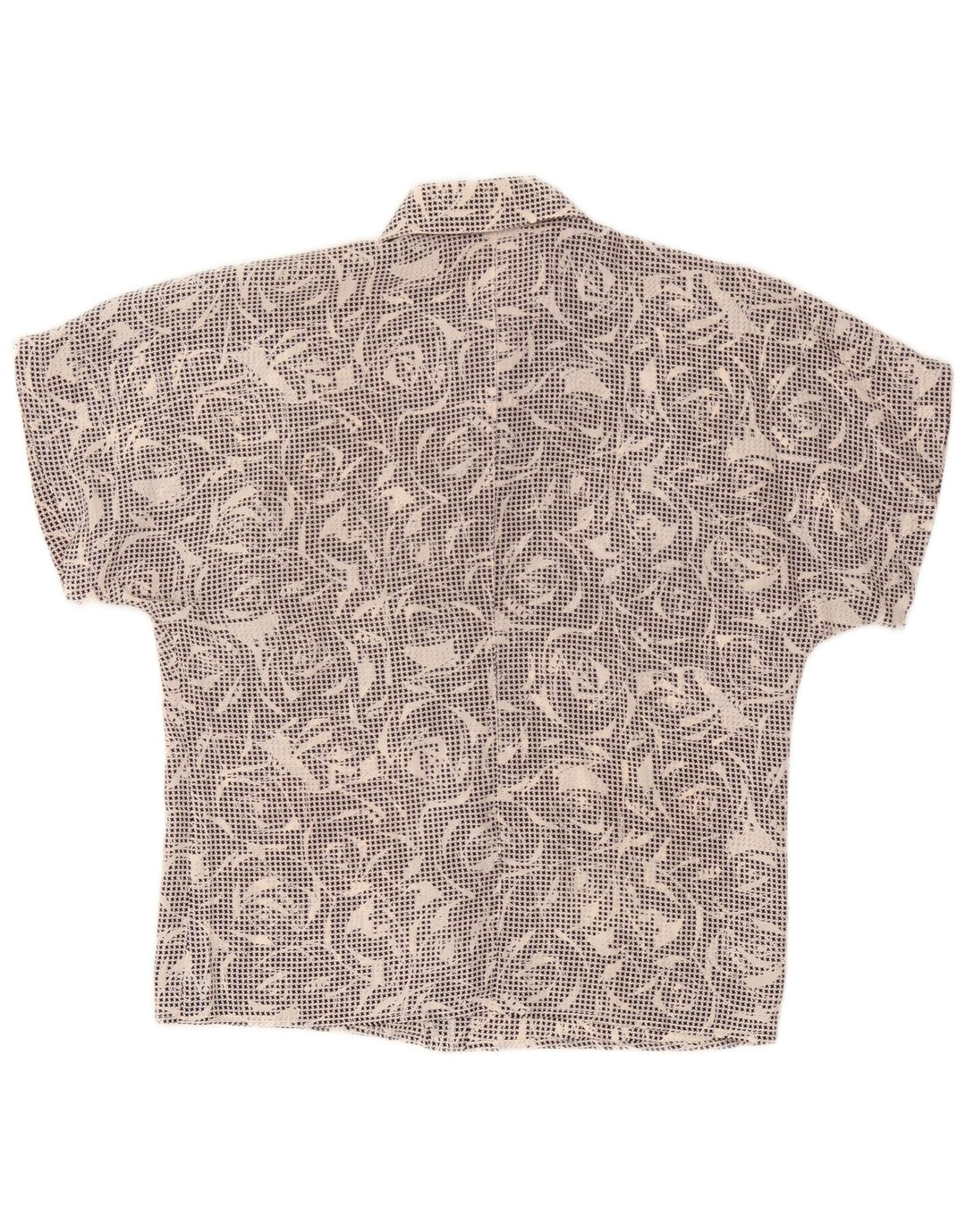 Camisa feminina vintage de manga curta UK 14 médio preto houndstooth