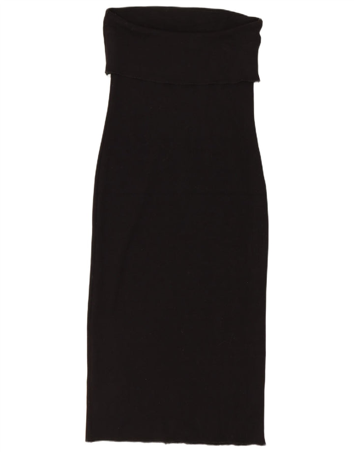 Zara Vestido feminino sem alças UK 12 Viscose preto médio