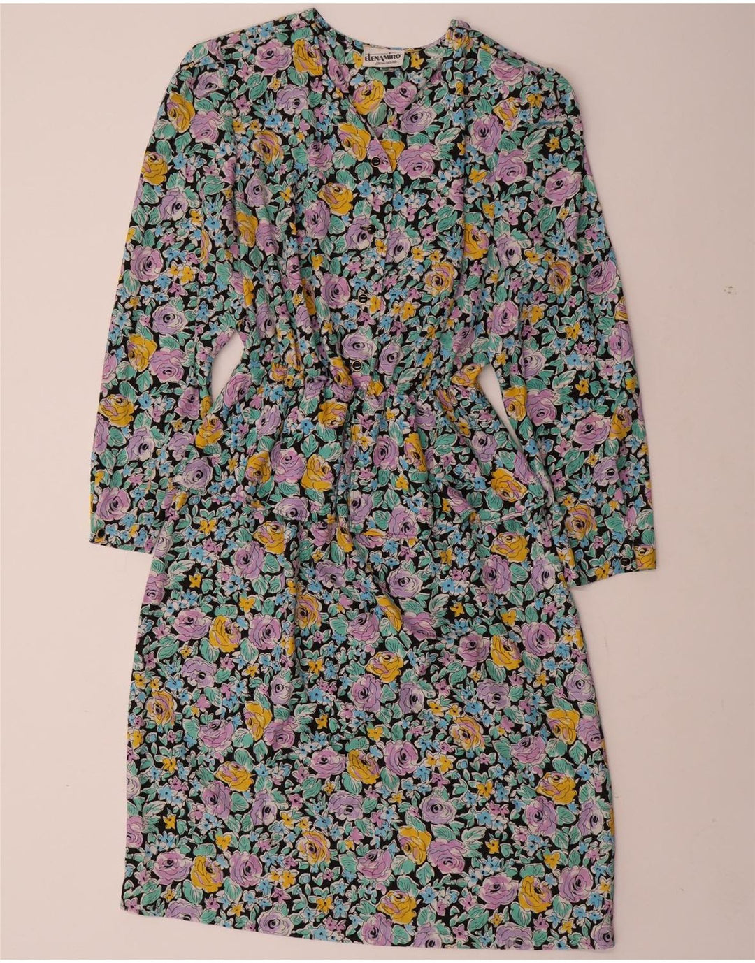 ELENA MIRO Vestido feminino de manga comprida Peplum UK 22 3XL multicolorido floral