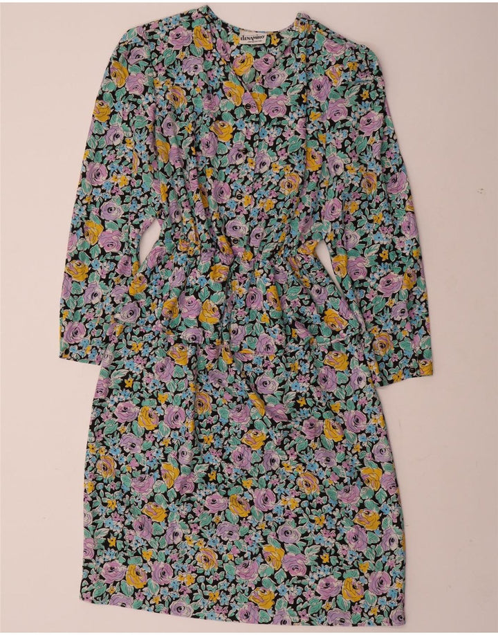 ELENA MIRO Vestido feminino de manga comprida Peplum UK 22 3XL multicolorido floral