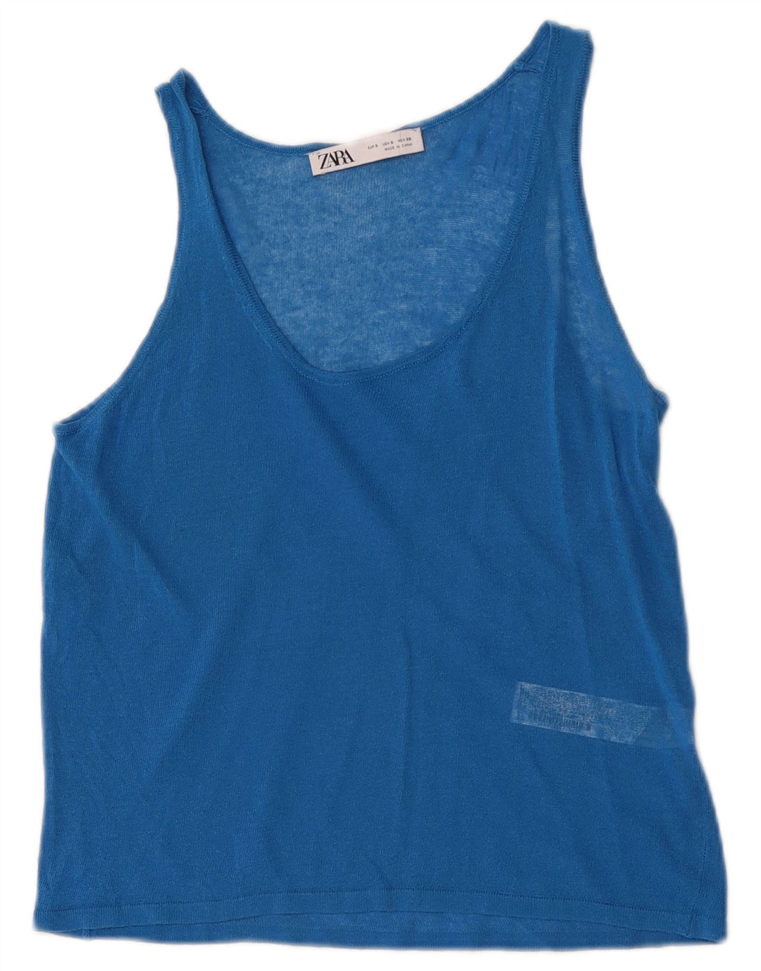 Zara Womens Crop Vest Top UK 8 Pequeno Azul Acrílico