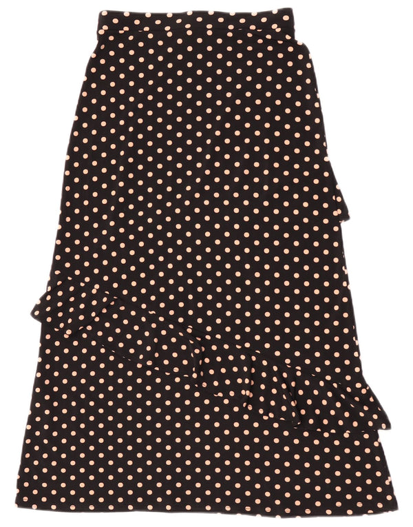 Saia feminina Oasis Midi em camadas UK 6 XS W24 poliéster preto com bolinhas