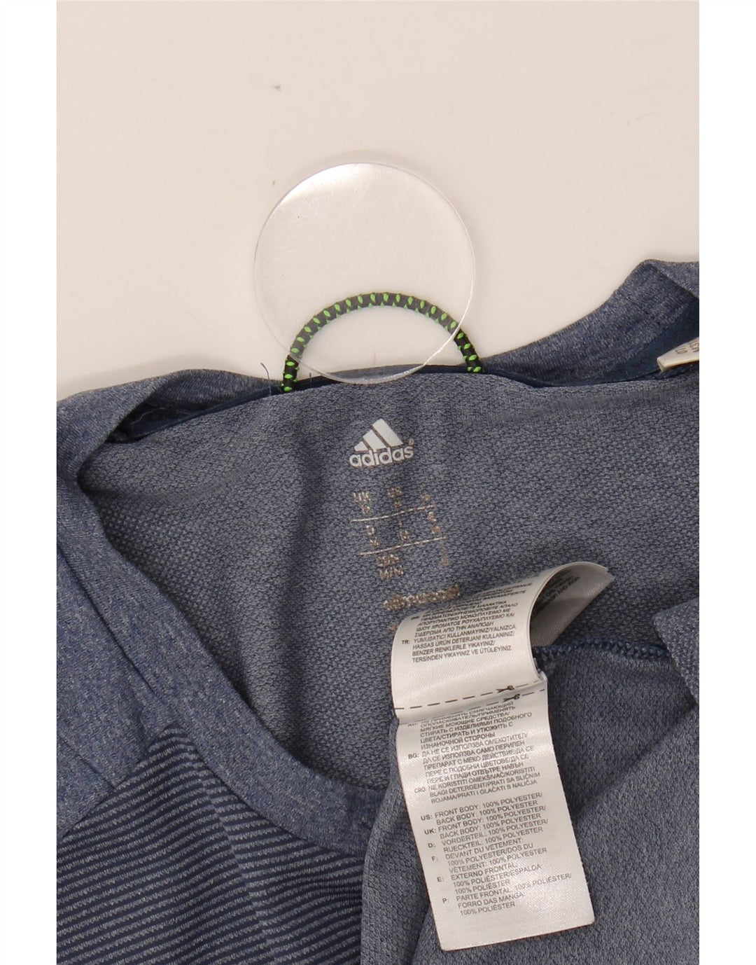 ADIDAS Mens T-Shirt Top Medium Navy Blue Pinstripe Polyester