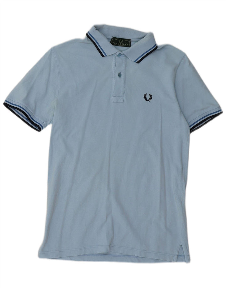 Camisa pólo masculina FRED PERRY pequena de algodão azul