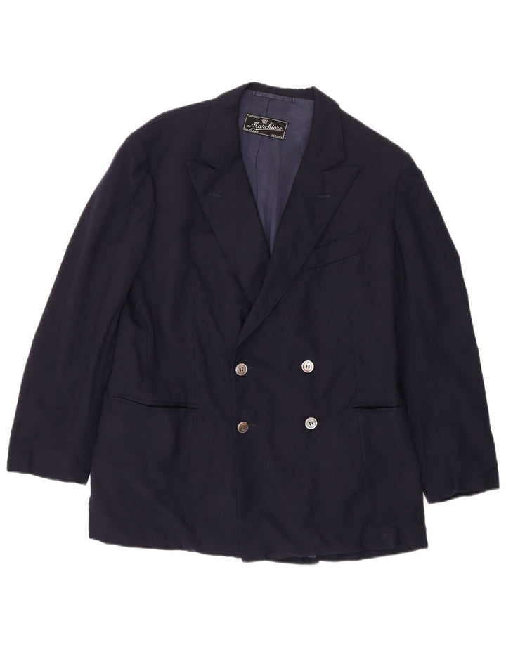 Jaqueta blazer masculina vintage com peito duplo Reino Unido 36 pequena azul marinho