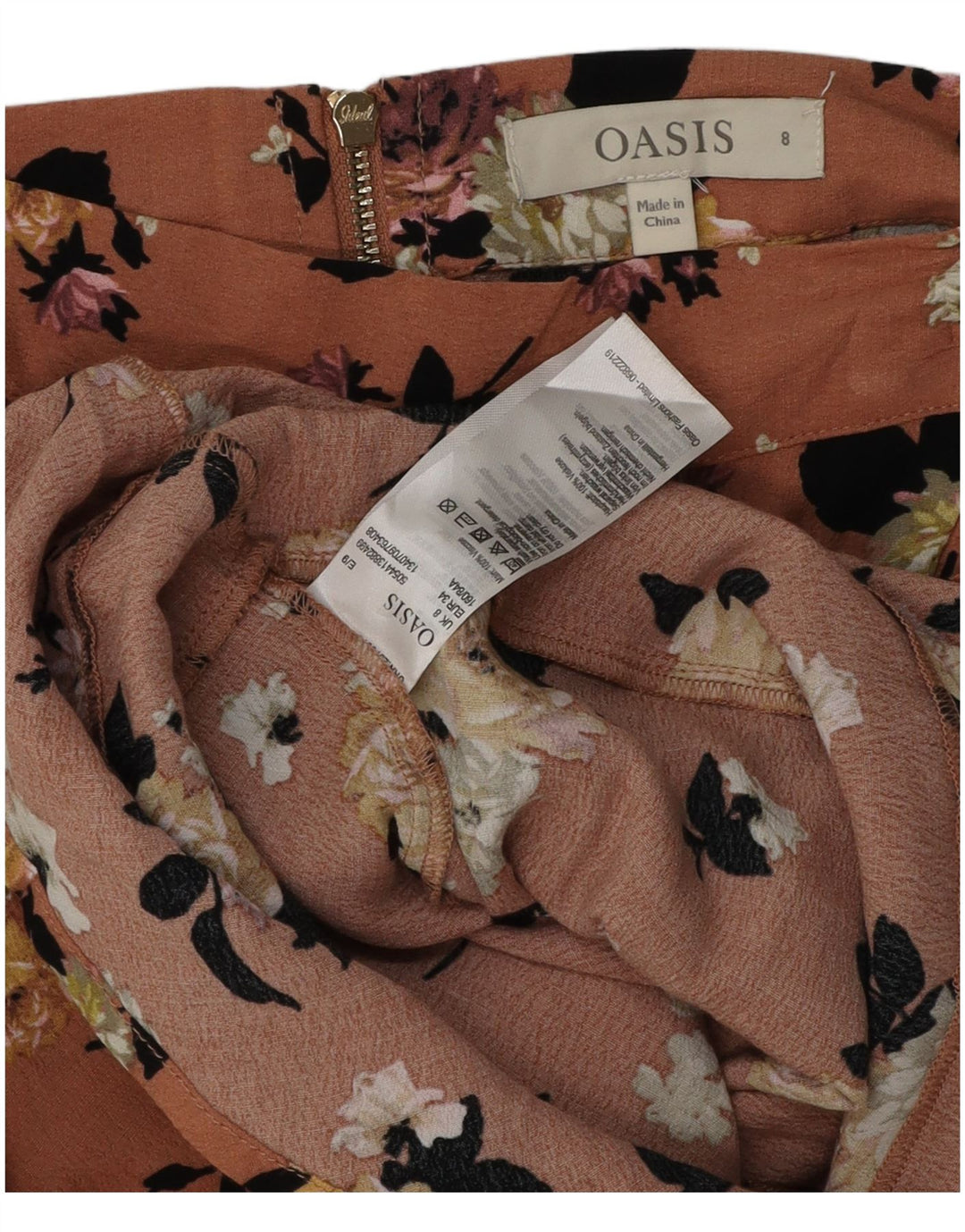 Minissaia feminina Oasis Reino Unido 8 pequena W28 viscose floral rosa