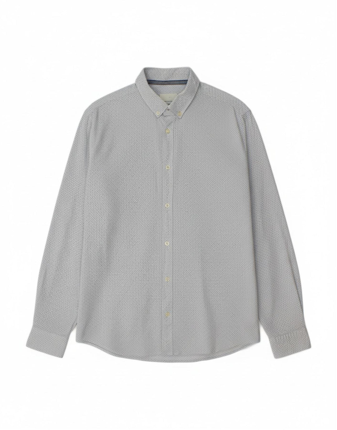 Camisa regular masculina TOM TAILOR algodão manchado branco médio