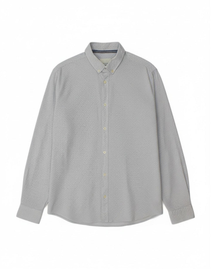 Camisa regular masculina TOM TAILOR algodão manchado branco médio