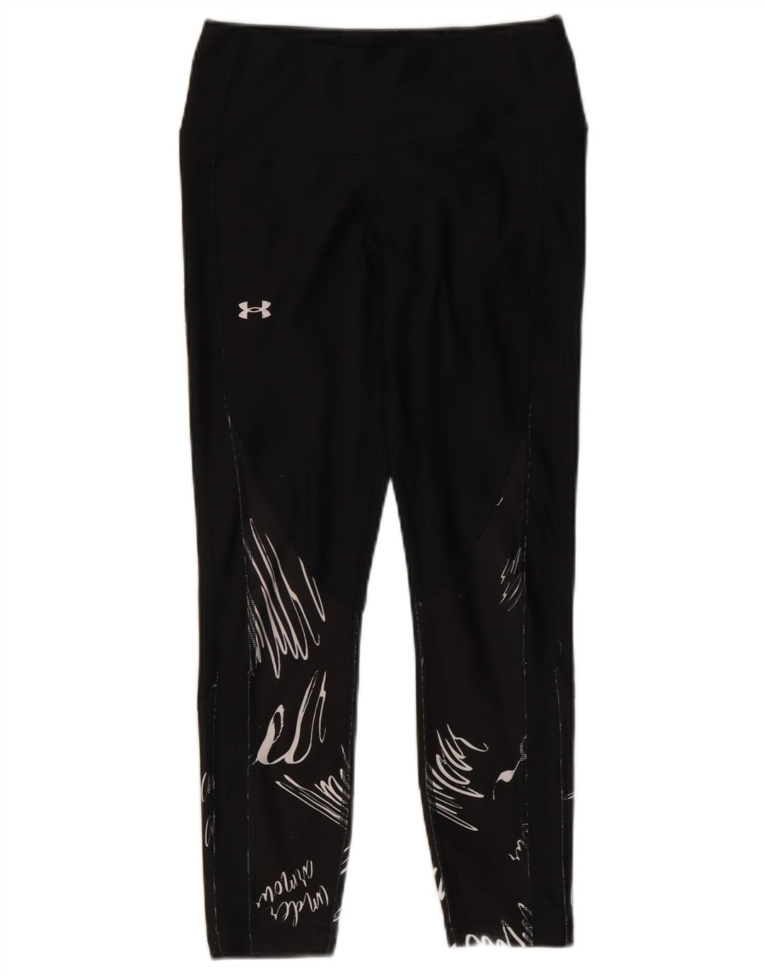 Under Armour Womens Heat Gear Graphic Leggings Reino Unido 8 Pequeno Poliéster Preto