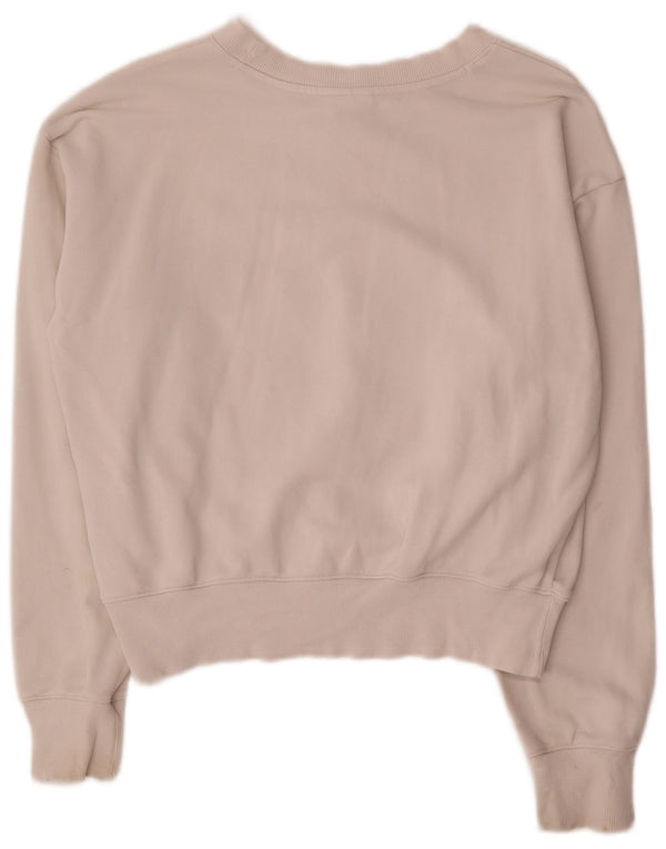 Champion feminino gráfico moletom jumper UK 14 médio algodão branco