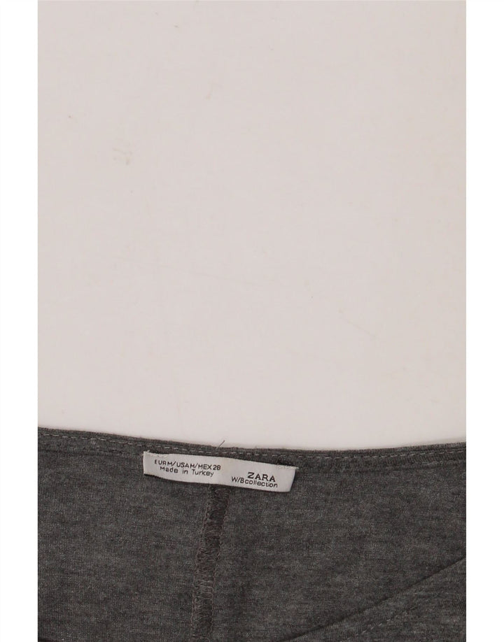 Zara Top feminino oversized manga 3/4 Reino Unido 14 bloco colorido cinza médio