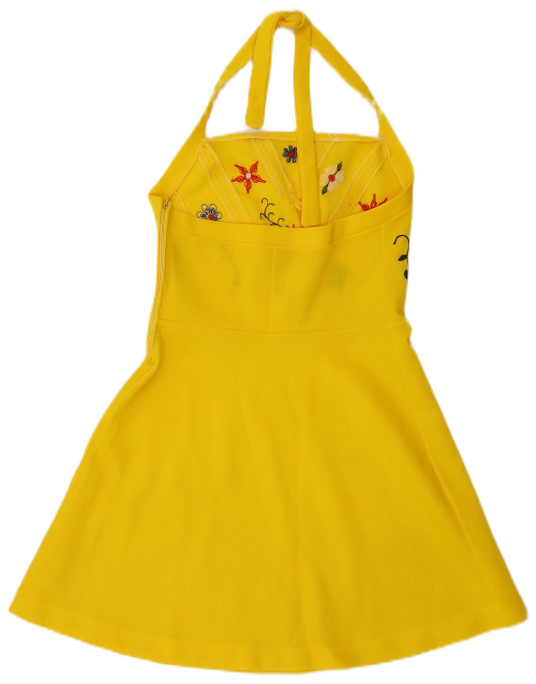 Vestido frente única feminino vintage IT 42 floral amarelo médio