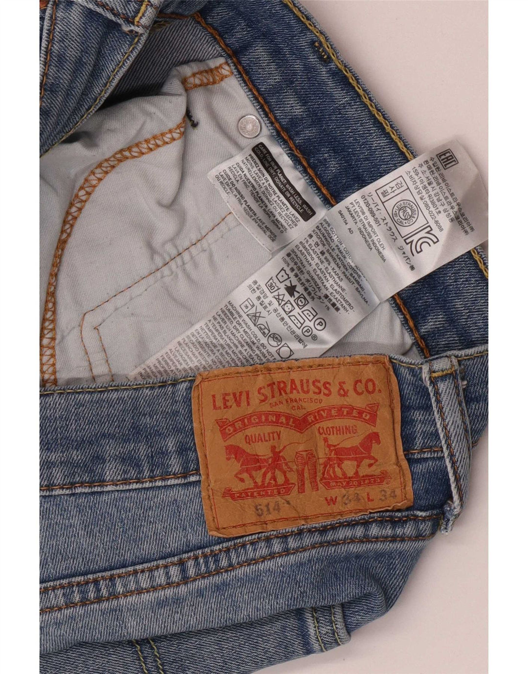 Levi's Masculino 514 Straight Jeans W34 L27 Azul Algodão