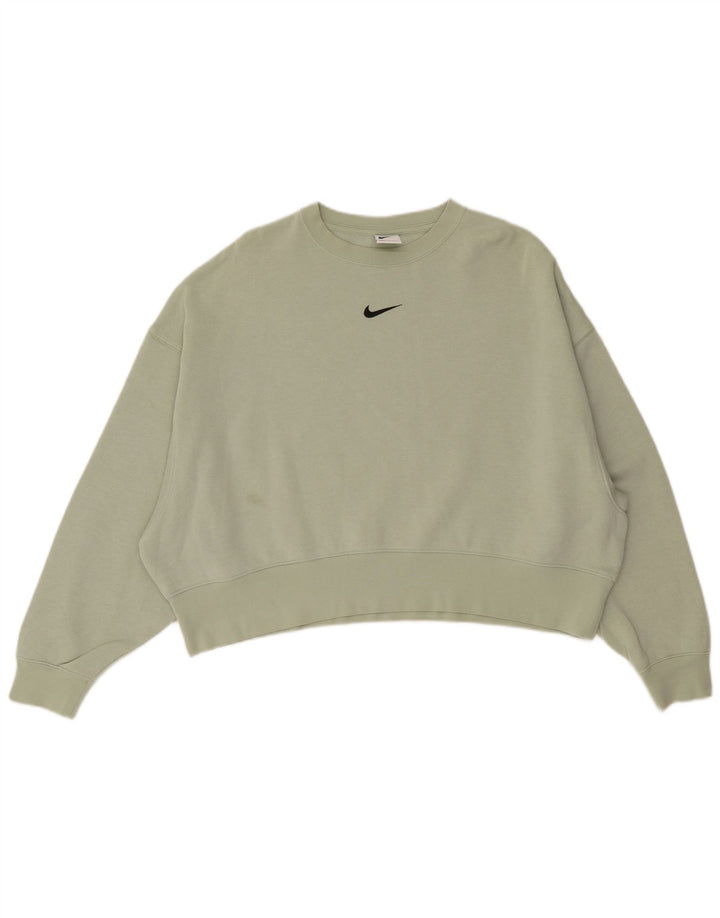 Nike feminino oversized moletom jumper reino unido 10 pequeno algodão verde
