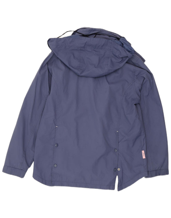 Jaqueta de chuva feminina com capuz Joules UK 10 pequena azul marinho nylon