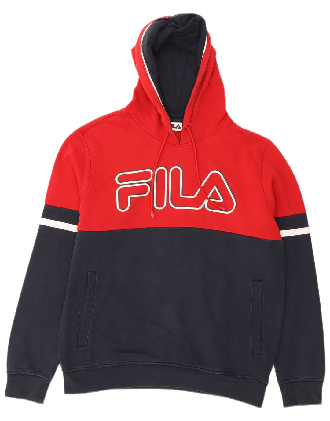 Fila Mens Graphic Hoodie Jumper Pequeno Colorblock Vermelho