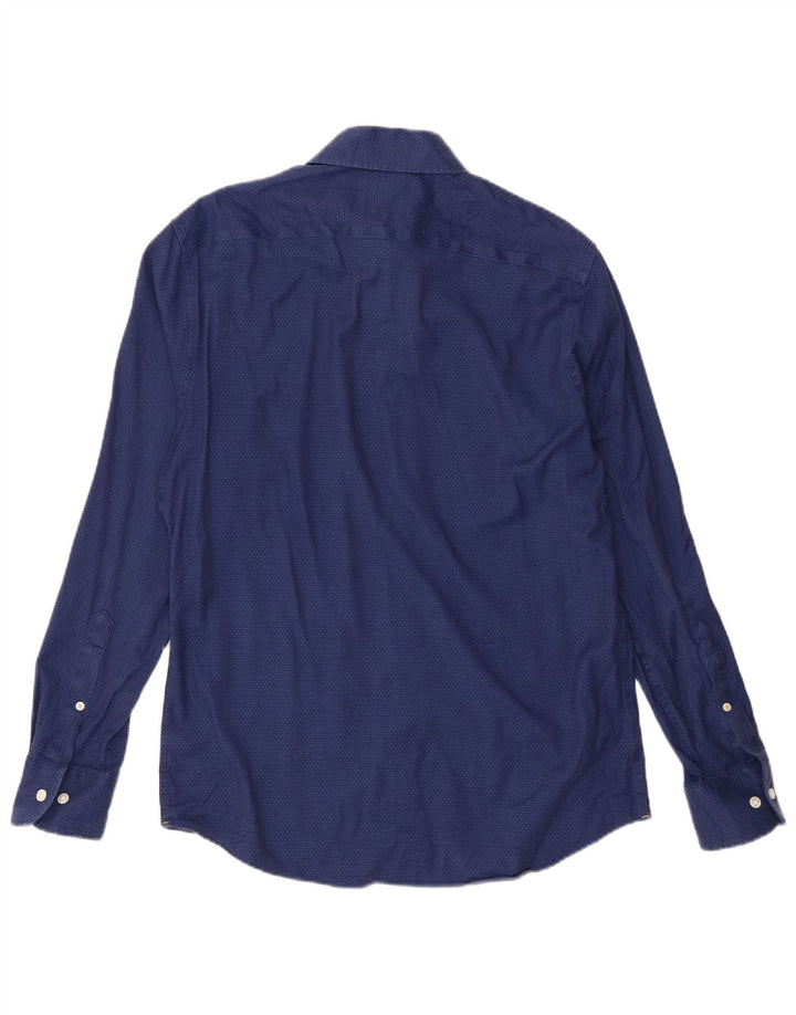Camisa masculina slim fit BONOBOS algodão manchado azul marinho médio